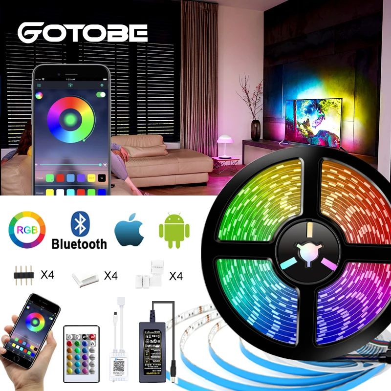 Светодиодная лента с Bluetooth управлением гибкая Водонепроницаемая светодиодная