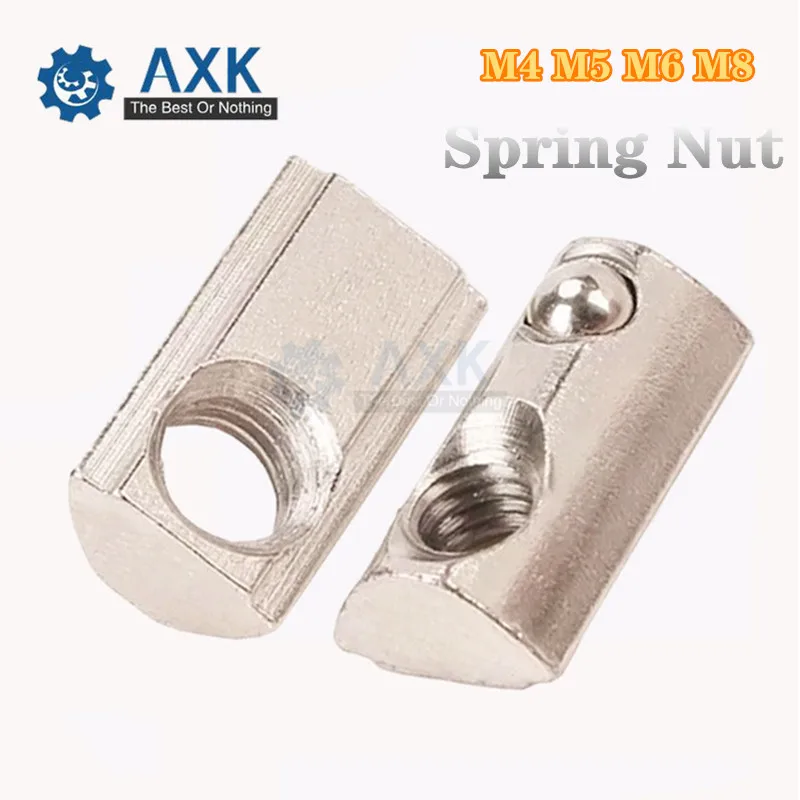 

5/10/20Pcs 2020 3030 4040 4545 Aluminum Extrusion Profile CNC M4 M5 M6 M8 Half Round Elasticity Spring Nut Ball Nut DT