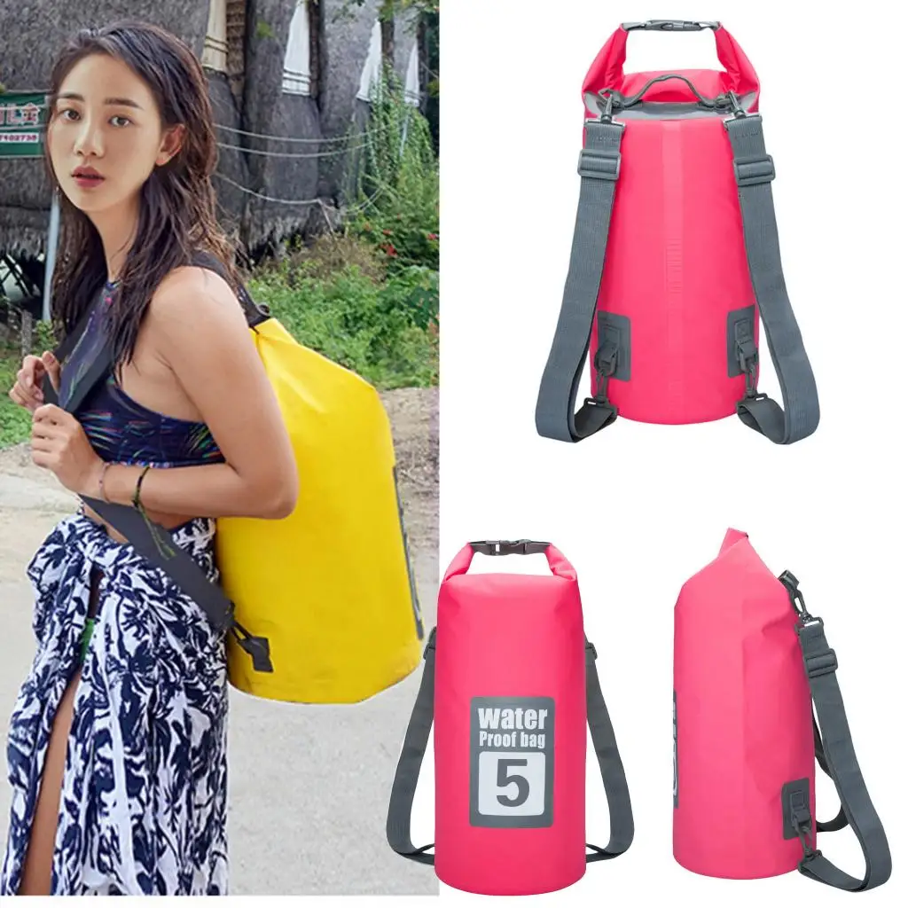 PVC Waterproof Dry Bag Camping Fishing Dry Sack Backpack Pink 5L/10L/15L/20L/30L