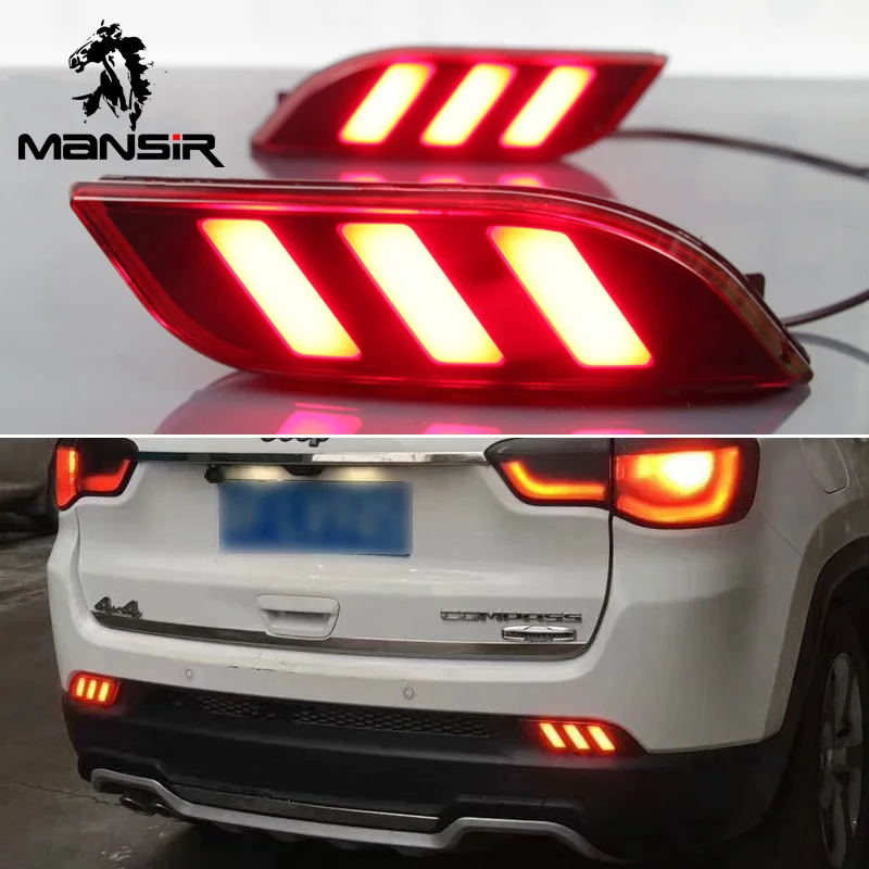 

Автомобильный светодиодный фонарь для заднего бампера, отражатель, задний фонарь s для Jeep Compass 2017 2018 2019, задний фонарь s, противотуманная лампа, автомобильный стоп-сигнал