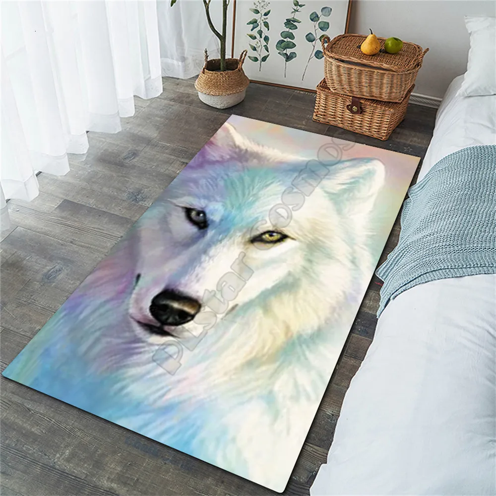 

White Wolf Area Rug 3D Printed Rugs Mat Rugs Anti-slip Large Rug Carpet Home Decoration