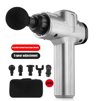 

Massage Gun Household Muscle Relaxer Fascia Gun High Frequency Vibration Fitness Equipment Vibration Massager 6 Heads with Bag40