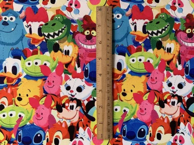 145x90cm 145*90 см Алиса Микки Стич Водонепроницаемый полиэстер ткань пэчворк, занавеска. Скатерть, принтованная стеганая домашняя для шитья - Цвет: 145x90cm