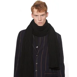 Man Knit Scarf Winter Warm Comfortable Plain Color Classic Thickened Long Mens and Womens Wrap Lovers Fashion