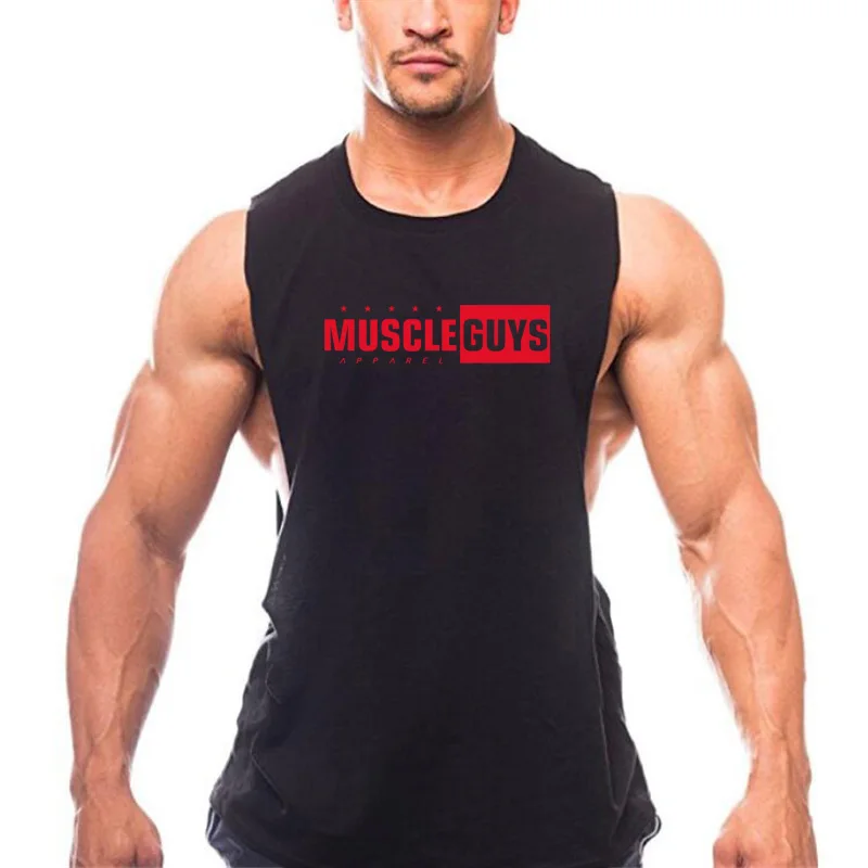 Muscleguys, одежда для спортзала, срезанные майки, топы для мужчин, бодибилдинг, Стрингер, топ для фитнеса, мужская майка без рукавов, рубашка для тренировок, топ с круглым вырезом - Цвет: black150