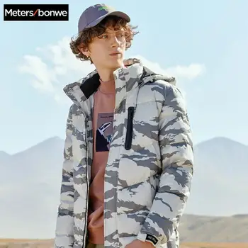 

Metersbonwe Down Jacket Men Winter Warm 80% White Duck Down Coat Camouflage Color Lining Hooded Man Coat Outwear