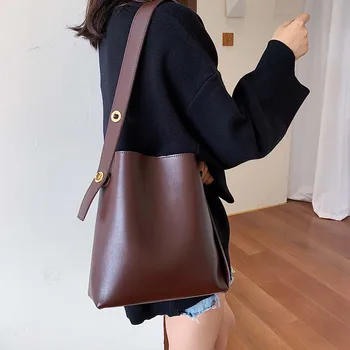 

Solid Color PU Leather Crossbody Bags For Women 2019 Quality Bucket Bag Lady Shoulder Messenger Bag Female Handbags
