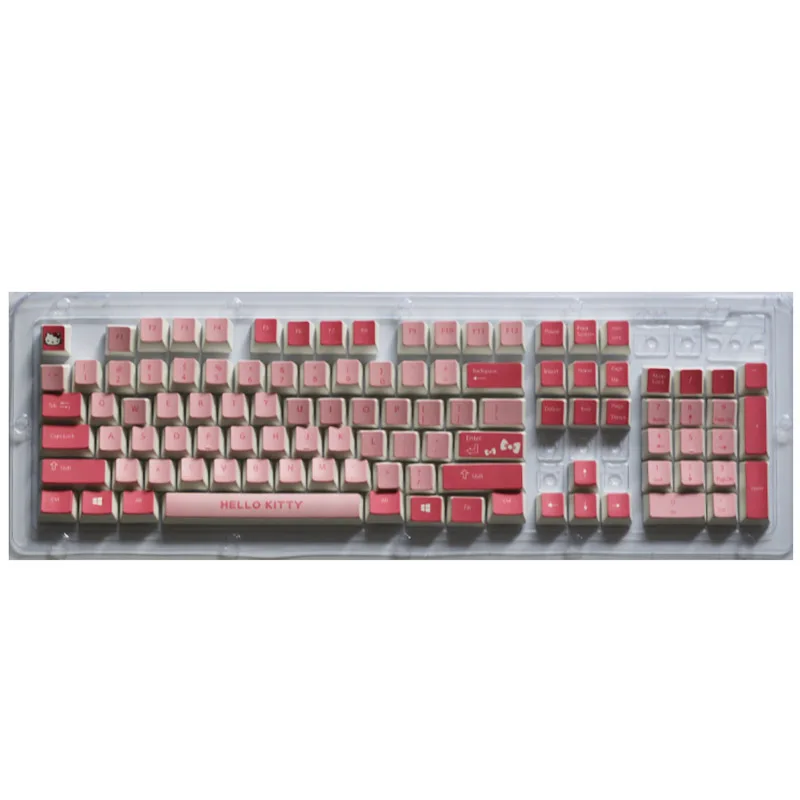 hello kitty CuXiu PBT Keycap 104 клавиш Вишневый профиль брелки корейские-полупрозрачные брелки с подсветкой для механической клавиатуры - Цвет: hello kitty