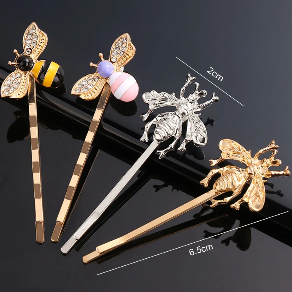 Hair Clips Hair Accessories Women Fashion Style Girl Exquisite Gold Bee Hairpin Side Clip Elegant Hair Clips Barrettes Sweet Headwear Hair Accessories