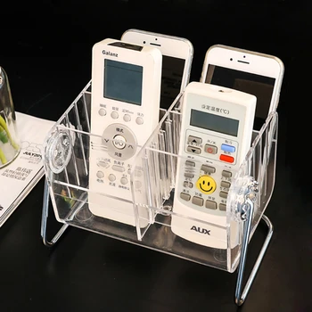 

Remote Control Holder 360 Degree Rotate Clear Acrylic Desktop Organizer 6 Grids Bedside Home Office Storage Box Cell Phone Caddy
