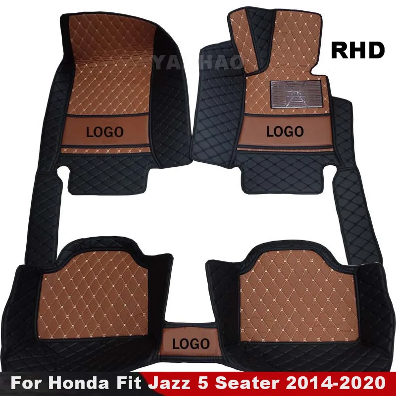 

RHD Carpets For Honda Fit Jazz 5 Seater 2014 2015 2016 2017 2018 2019 2020 Car Floor Mats Leather Rugs Car Interior Accessories