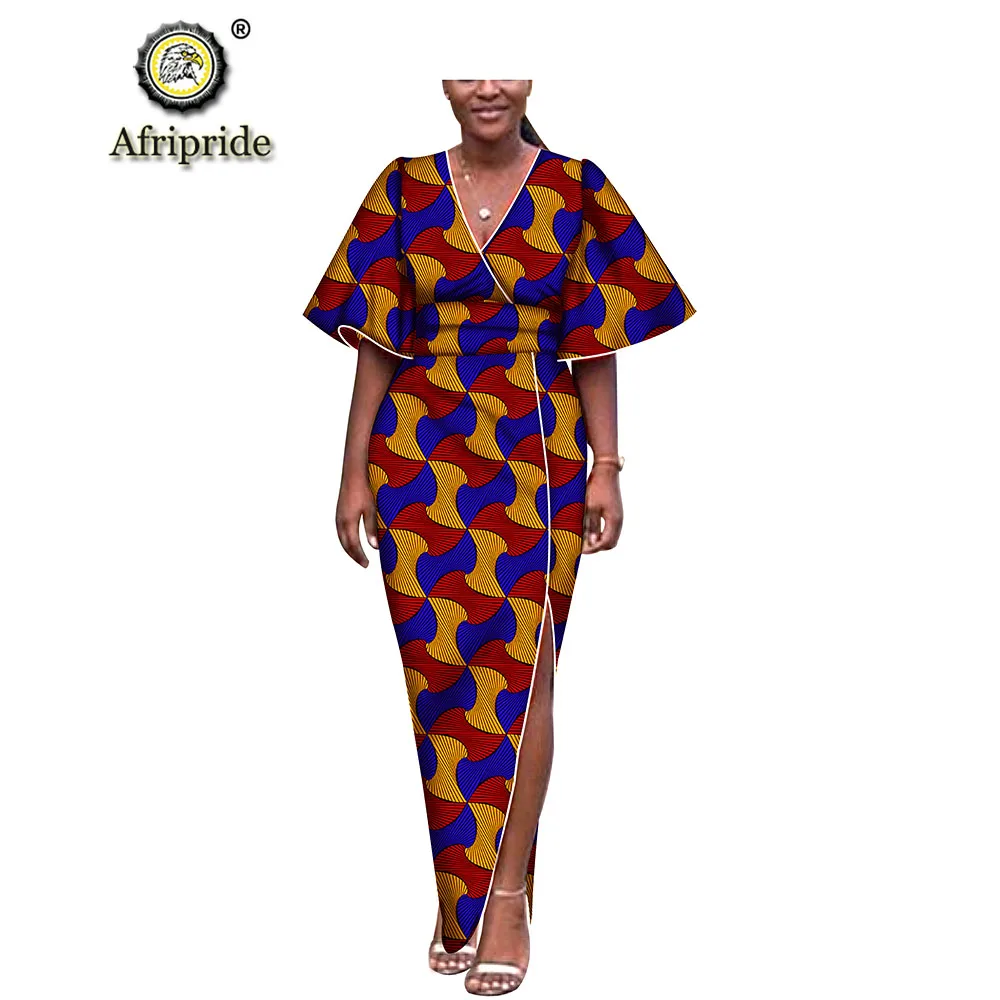 Африканские платья для женщин AFRIPRIDE dashiki bazin riche ankara Платье с принтом из чистого хлопка весна и осень восковое платье S1825073 - Цвет: 543-11