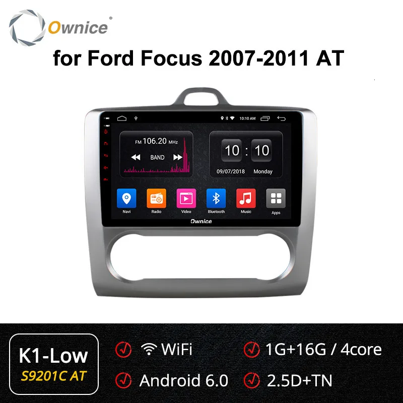 Ownice K1 K2 K3 Octa 8 Core 2 din Android 9,0 авто радио плеер с gps-навигатором для ford focus 2 3 Mk2/Mk3 хэтчбек 2007 - Цвет: S9201AT K1-Low