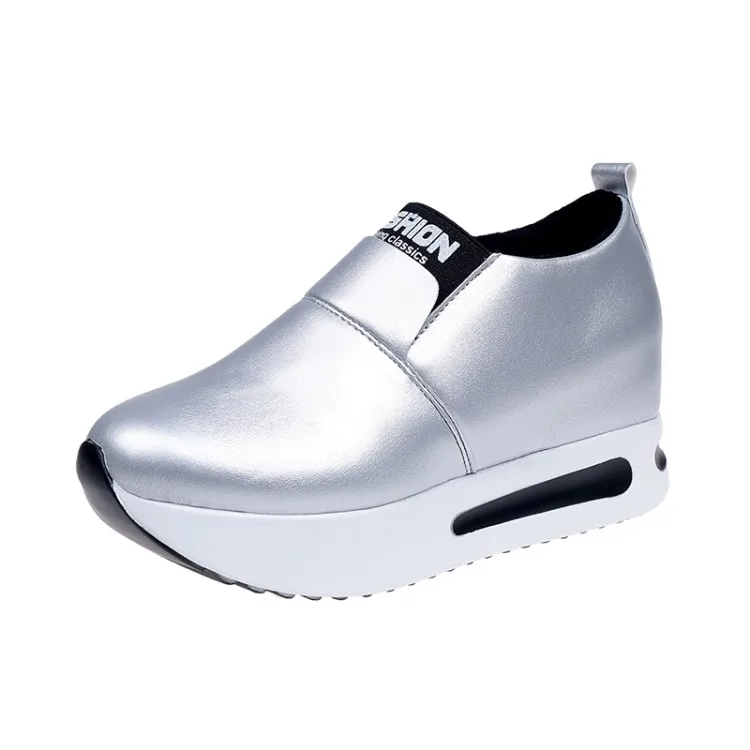 

2019 spring and autumn new thick-soled casual sports shoes wedges comfortable lazy people increase women's shoes