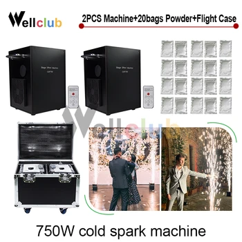 

2pcs with Case Add 20 Bag Powder DMX 750W Cold Spark Fireworks Machine Cold Flame Fountain Sparkular Firework Machine Wedding St