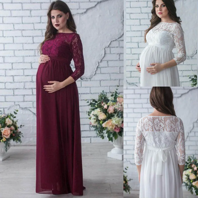

New Pregnant Mother Dress New Maternity Photography Props Women Pregnancy Clothes Lace Dress for Pregnant Photo Shoot Clothing