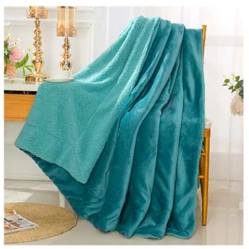 

Berber Fleece Sherpa Flannel Thick Cotton Winter Insulated Hood Blanket Bedroom Living Room Outdoor Travel Wrap Convenient Take