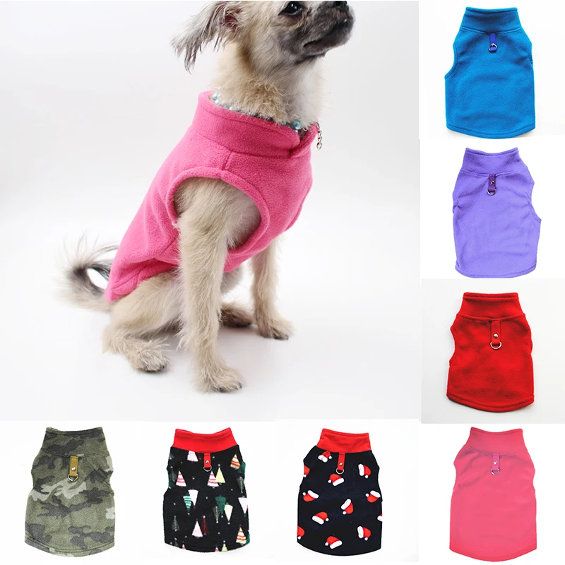 

Dog Vest Soft Clothes Solid Candy Color Dog T-shirt Harness Leash Coat For Small Dogs Autumn Winter Warm Camouflage Dog Clothing