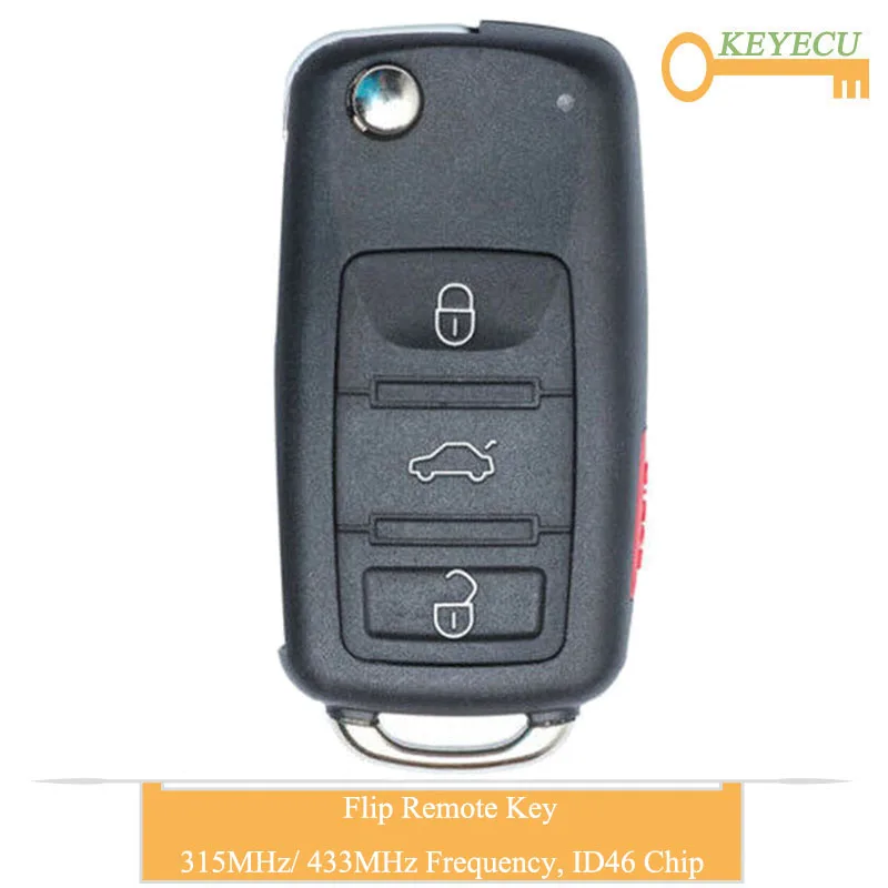 Пульт дистанционного управления KEYECU для Volkswagen Touareg 2002- 2010 Fob 3 + 1 4 кнопки чип 315