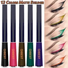 QIBEST 12 цветов Подводка для глаз жидкая водостойкая легкая в носке Макияж матовая подводка для глаз Синий Красный Зеленый Белый Золотой коричневый Eyliner цветные