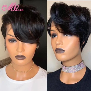 

Pixie Cut Wig Short Lace Front Human Hair Wig 13X4 Straight Bob Lace Front Wig For black women Brazilian 150% Remy Pre Plucked