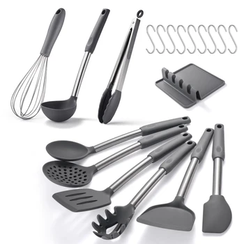 

11 Pcs Silicone Cooking Utensils Set Non-stick Spatula Soup Spoon Kitchen Utensil Set Kitchen Tools Cooking Sets Kitchenware