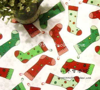 

50*140cm Cotton Plain Weave Christmas Socks Printed Fabric Sewing Material Quilting Patchwork Needlework DIY Handmade Cloth