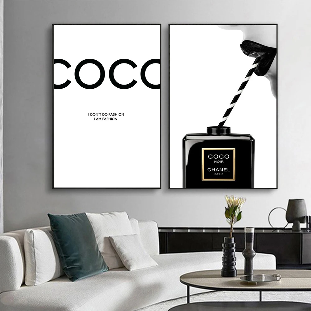 Canvas Painting Black Perfume Wall Posters Prints Pictures For Living Room Fashion Art Couture Vintage Home Decoration No Frame | Дом и сад