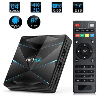 

HK1Play Android9.0 TV Box 4K UHD Amlogic S905X2 Quad Core Support 2.4G/5.8G Dual-band WIFI Streaming Media Player Set-top Box