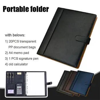 

Portfolio Folder Business Fashion with Computer A4 Storage Bag Large Capacity File Folder PU Organizer Briefcase