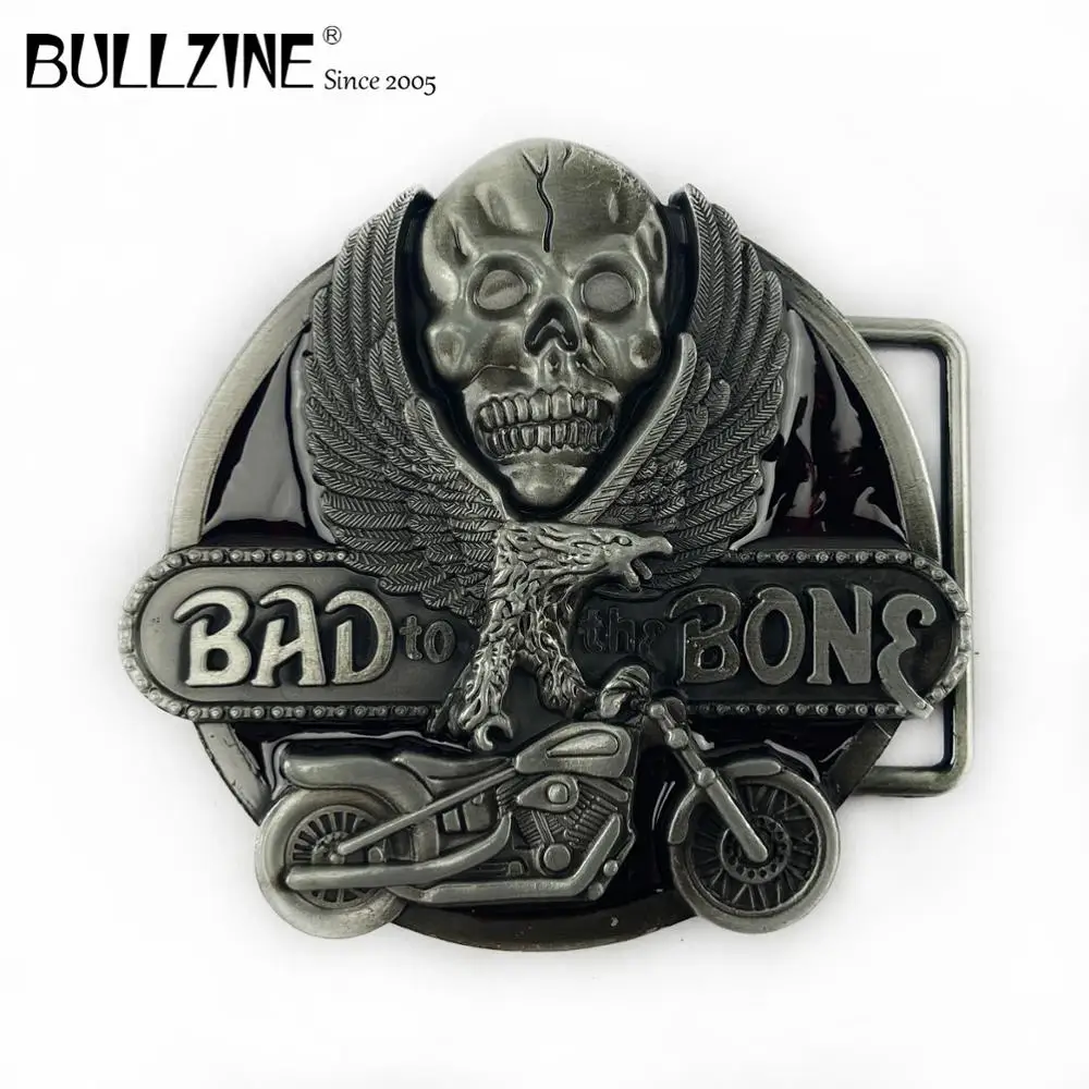 Bullzine череп bad to the bone пряжки ремня с оловянной отделкой FP-02181 для 4 см ширина
