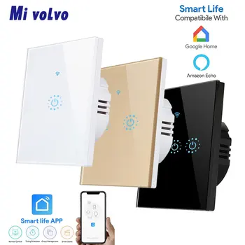 

Mivolvo smart touch switch WIFI network connection smart life APP control EU standard single line control light switch
