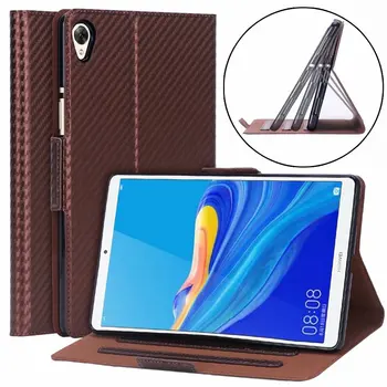 

Carbon Fibre PU Tablet Case for Huawei MediaPad M6 8.4 inch VRD-W09 VRD-AL00 Cover Ultra Slim Stand Smart Cover Funda+pen