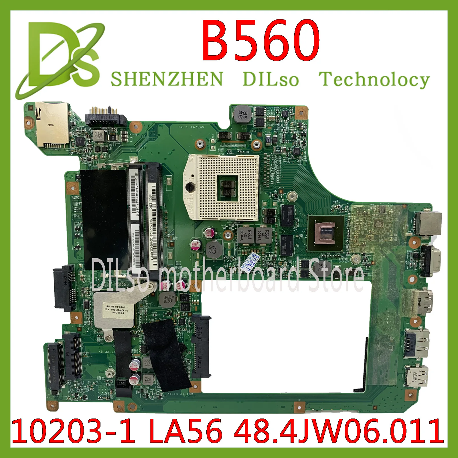 KEFU B560 материнская плата для lenovo V560 ноутбука HM55 HD DDR3 10203-1 LA56 48.4JW06.011 тестовая работа