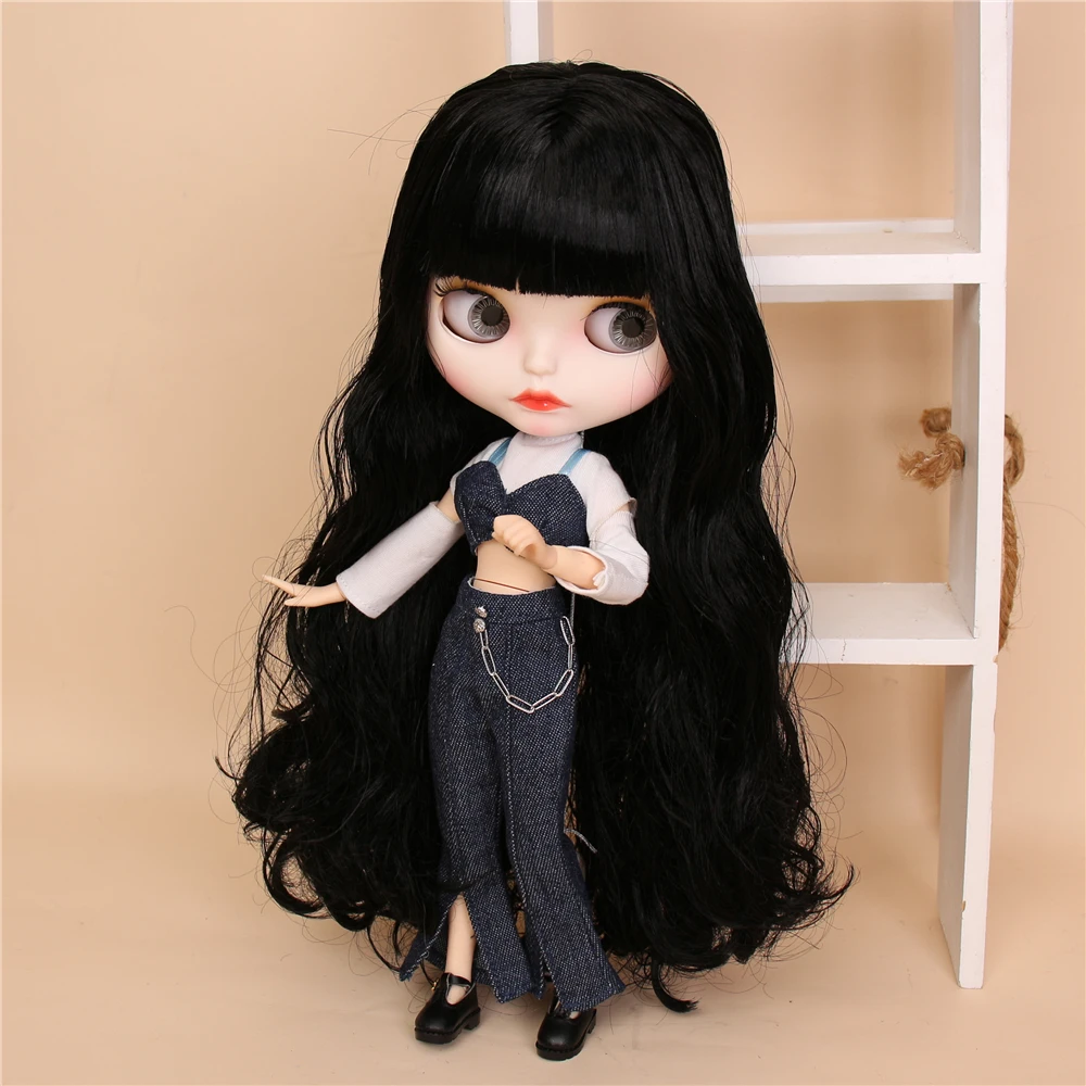 Neo Blythe Doll Cropped Top Shirt Bra with Bell Bottom Pant & Leopard Hat 4