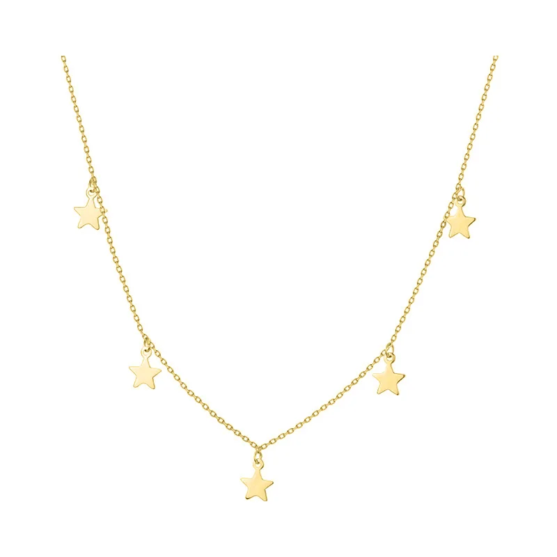 Trusta подлинное серебро 925 пробы красивое ожерелье кисточкой звезда кулон эффектное ожерелье для женщин Девушка друг ювелирные изделия DS1870 - Окраска металла: Gold