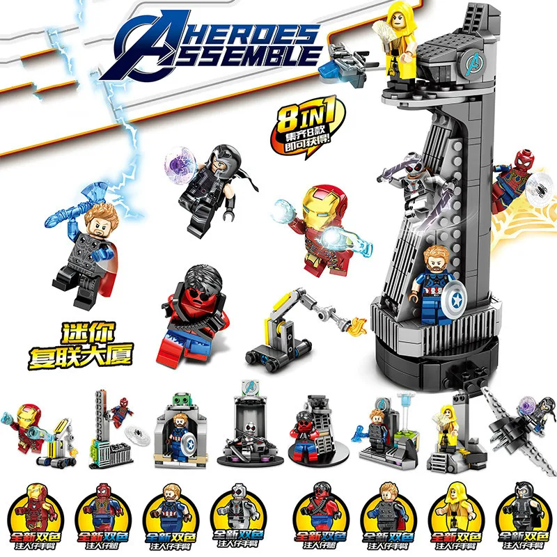 

Building Blocks 8 In 1 Marveling Avengersing 4 Endgame Captain America Iron Man Spiderman Figures Toys Compatible Legoinglys