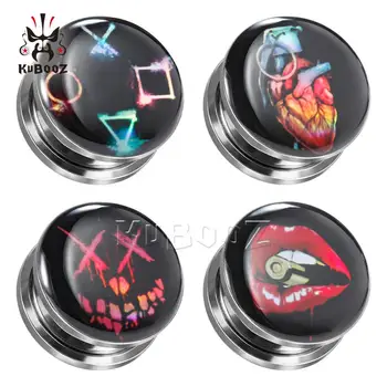 

Kubooz New Mouth Logo Stainless Steel Tunnels Expanders Screw Studs Fashion Gift For Unisex Body Jewelry