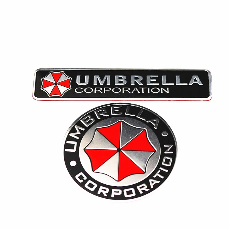 2PCS Car styling 3D Aluminum alloy Umbrella corporation car stickers