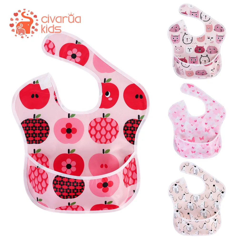

2Pcs Baby Bibs Waterproof Feeding Bibs Unisex Washable Fashion TPU Bibs For Girls & Boys Stain and Odor Resistant