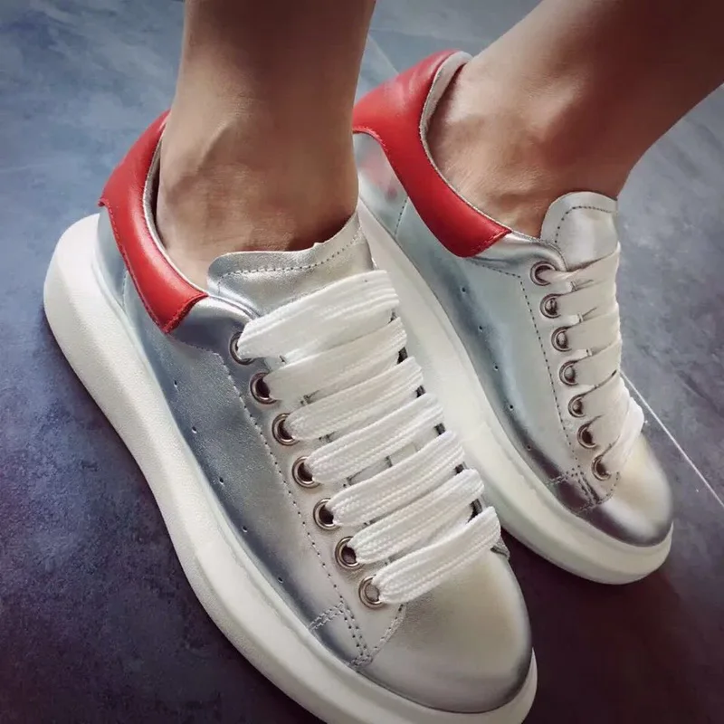 Новинка; кроссовки на платформе для влюбленных; Белая обувь; Высококачественная женская обувь для скейтбординга; обувь Mcqueens; обувь для прогулок; zapatos de hombre - Цвет: red