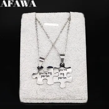 

2020 You are My Person Stainless Steel Couple Chain Necklace Men/Women Jigsaw Puzzle Statement Necklace Jewelry joyas N1863S01
