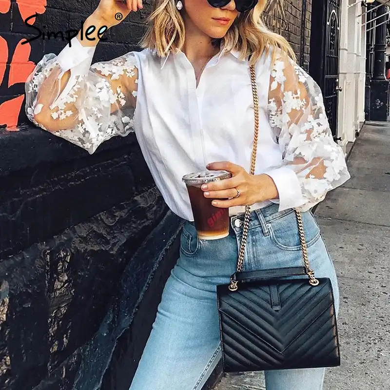 white pearl mesh top