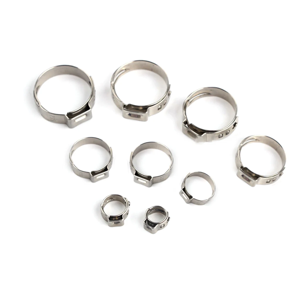 304 스테인레스 스틸 싱글 이어 스텝리스 호스 클램프, 5.8-23.5mm 호스 클램프, 신치 클램프 링, 45 PCs, 80PCs