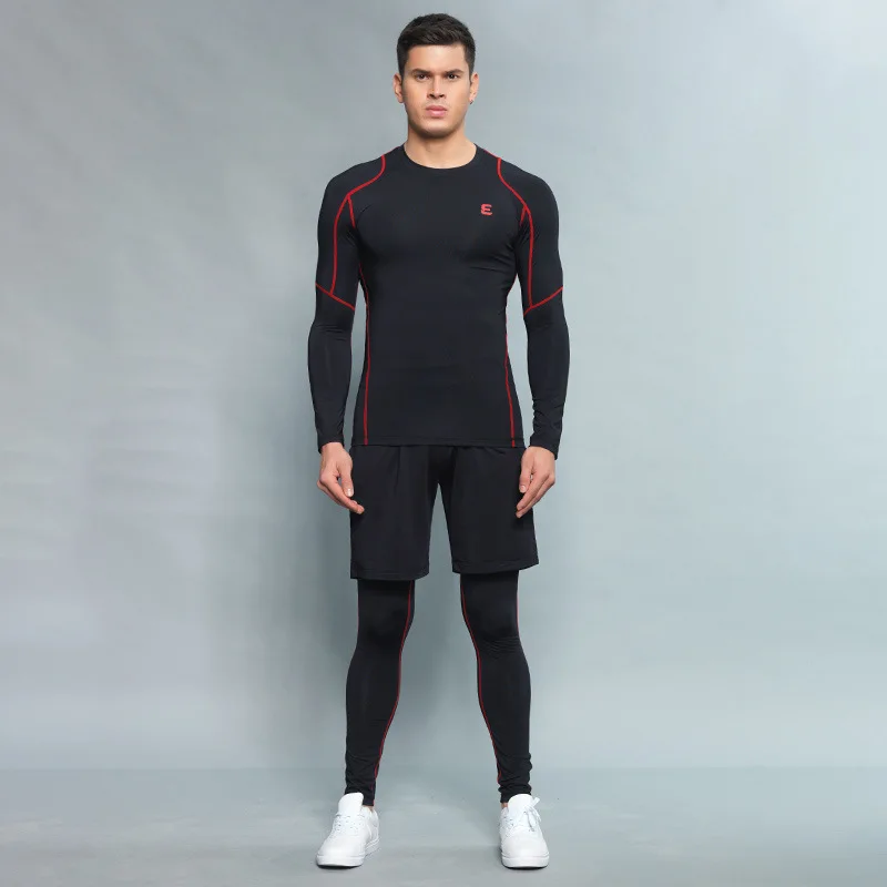 

2018 Quick Drying Clothes Men's Tights Fitness Sports Jogging Suits Sports Set Three-piece Set Men's AliExpress