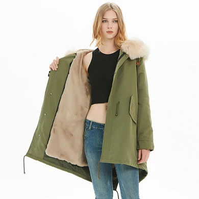 ZADORIN/Роскошная зимняя куртка для женщин, модная меховая парка с капюшоном и искусственным мехом, женские пальто, большие размеры, теплое пальто, парки - Цвет: Light Camel
