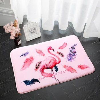 

Bathroom floormat doormat waterproof door mats animal picture Flamingo foot pads thick sponge bathroom cartoon flannel non-slip