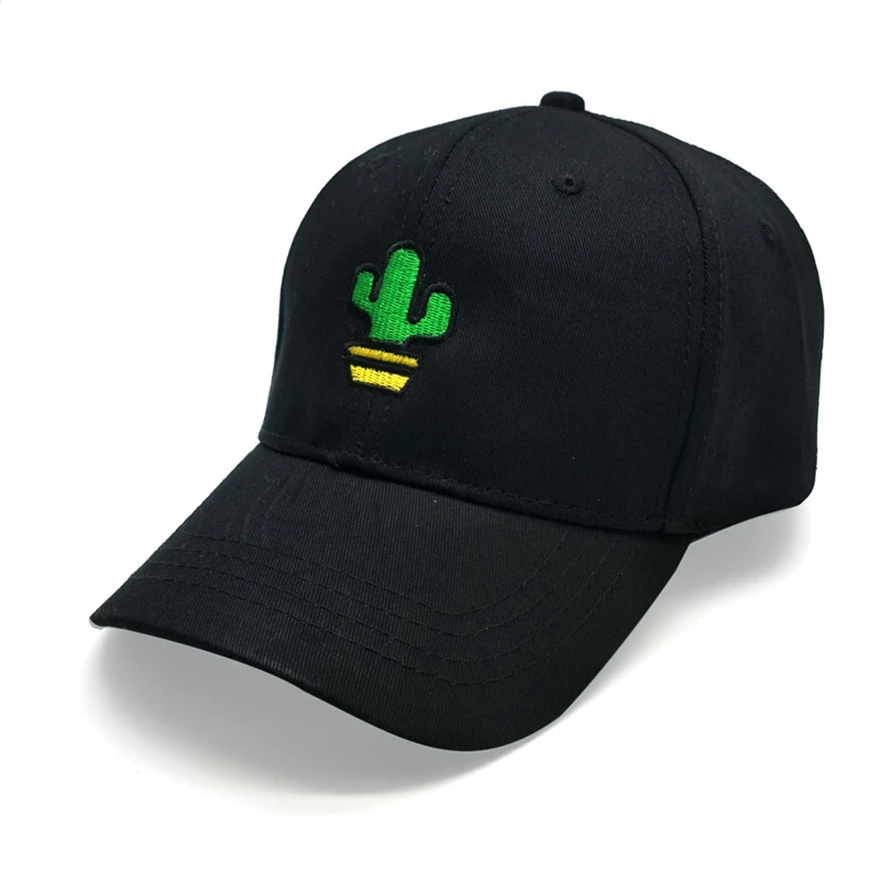 2019Newest Summer baseball cap cactus embroidery woman man cotton casual outdoor sports cap - Цвет: Black