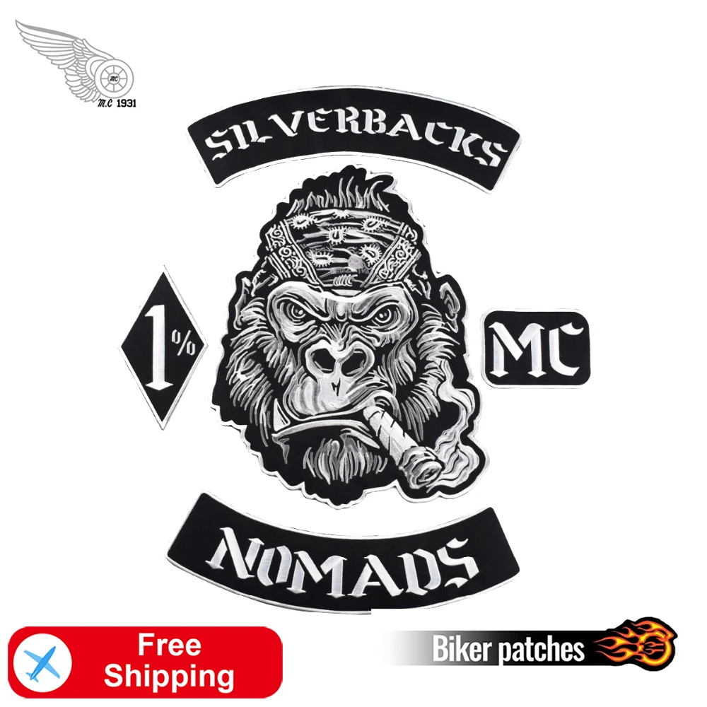 Nomads Silverbacks MC 1% вышивка патч один процент наружная наклейка мотоциклетная