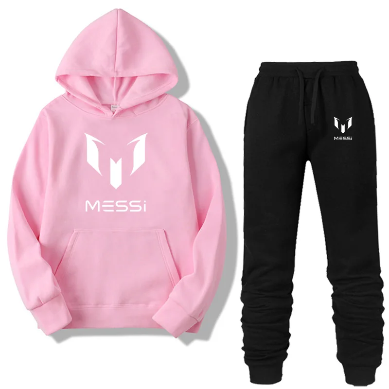 Комплект из двух предметов, модная толстовка с капюшоном MESSI, спортивная одежда для мужчин, спортивный костюм, толстовка с капюшоном, осенняя мужская брендовая одежда, толстовки+ штаны, комплекты